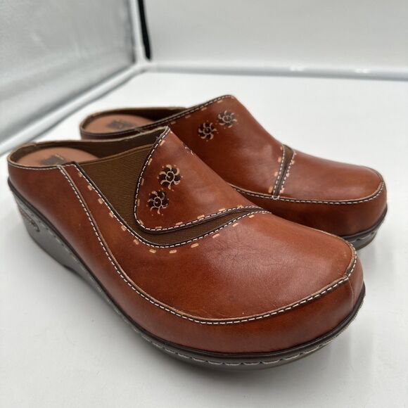 SPRING STEP L'Artiste Chino Hand Painted Clogs Size 42 Camel Tan - Picture 1 of 8